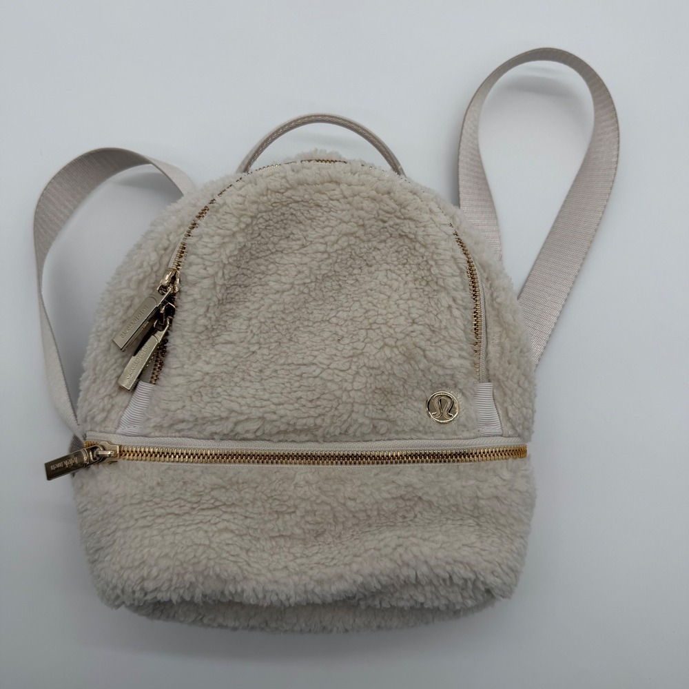 Lululemon City Adventurer Micro Backpack Women's White Opal Sherpa Fleece Gold